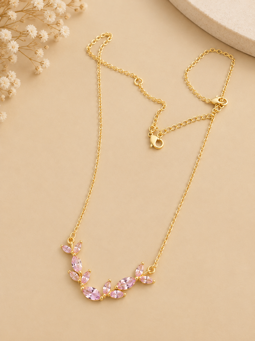 Pink Blossom Crystal Necklace