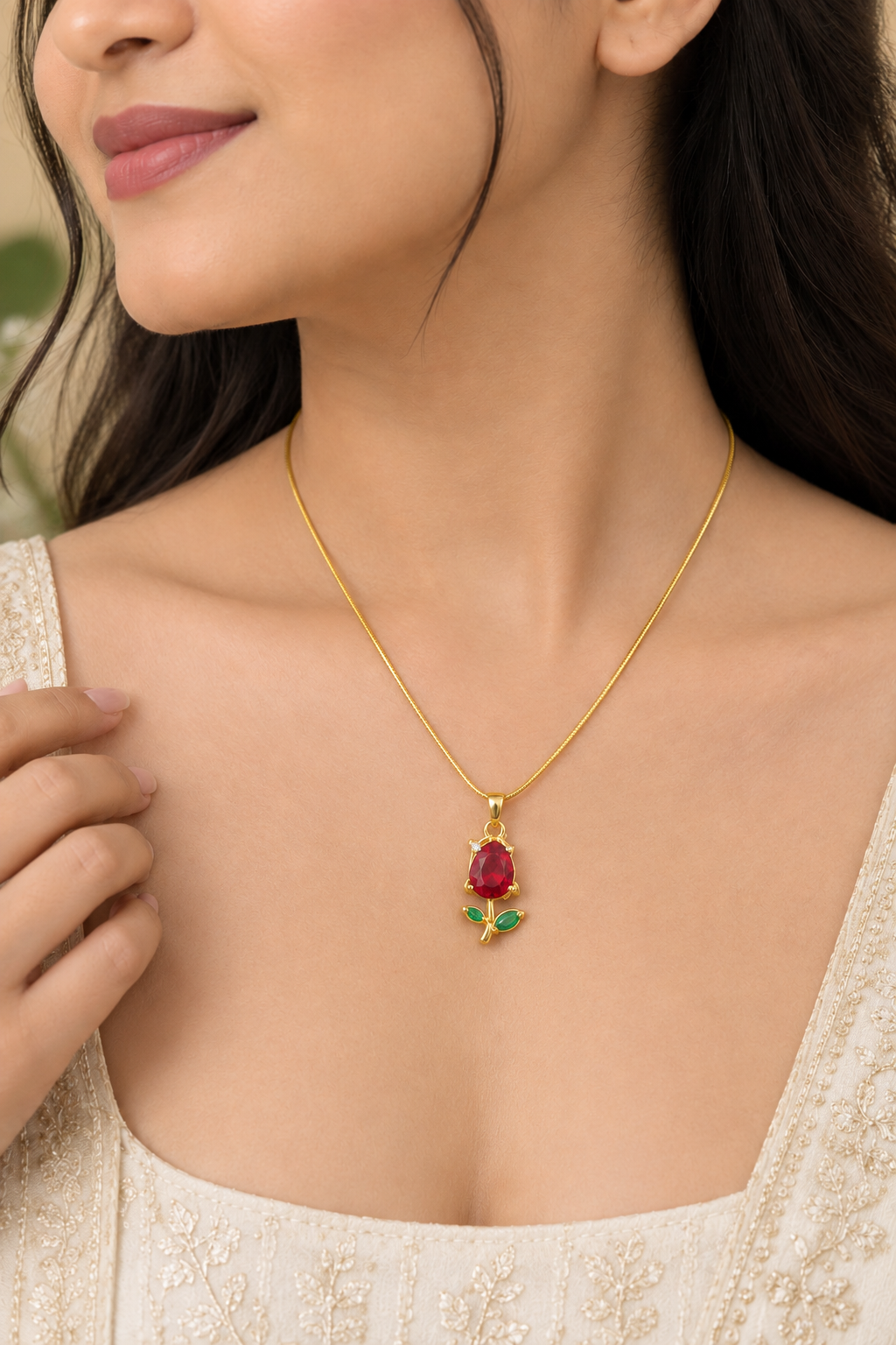 Ruby Bloom Necklace