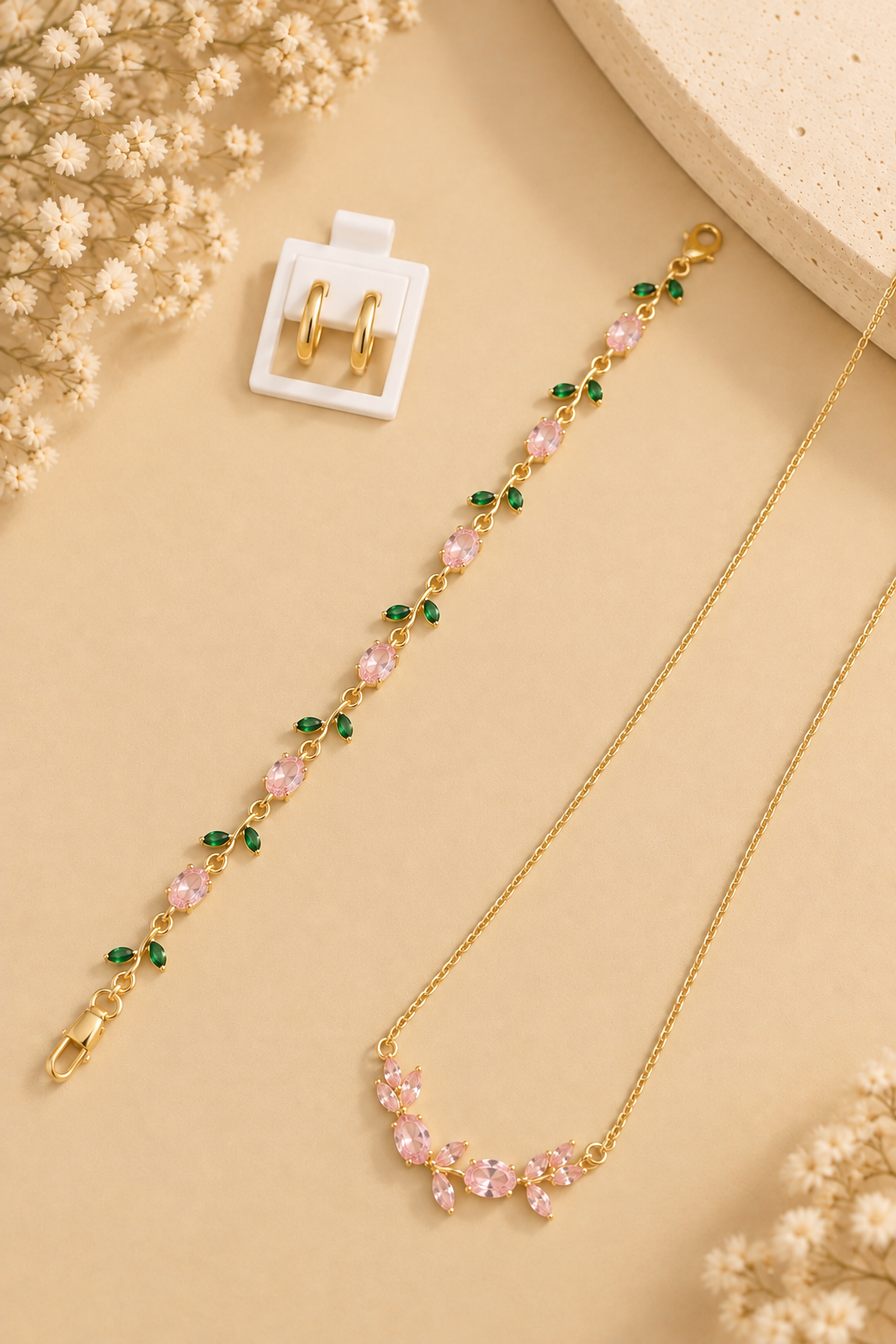 Pink Blossom – 3-Piece Jewellery Combo