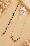 Ruby Leaf – 3-Piece Jewellery Combo