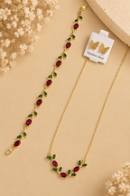 Ruby Leaf – 3-Piece Jewellery Combo