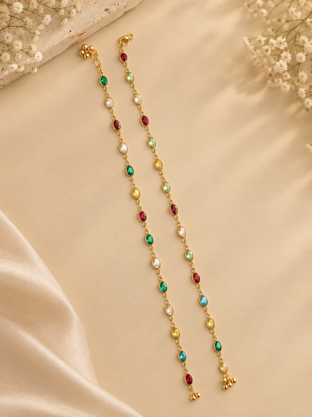 Gold Beaded Chain Anklet