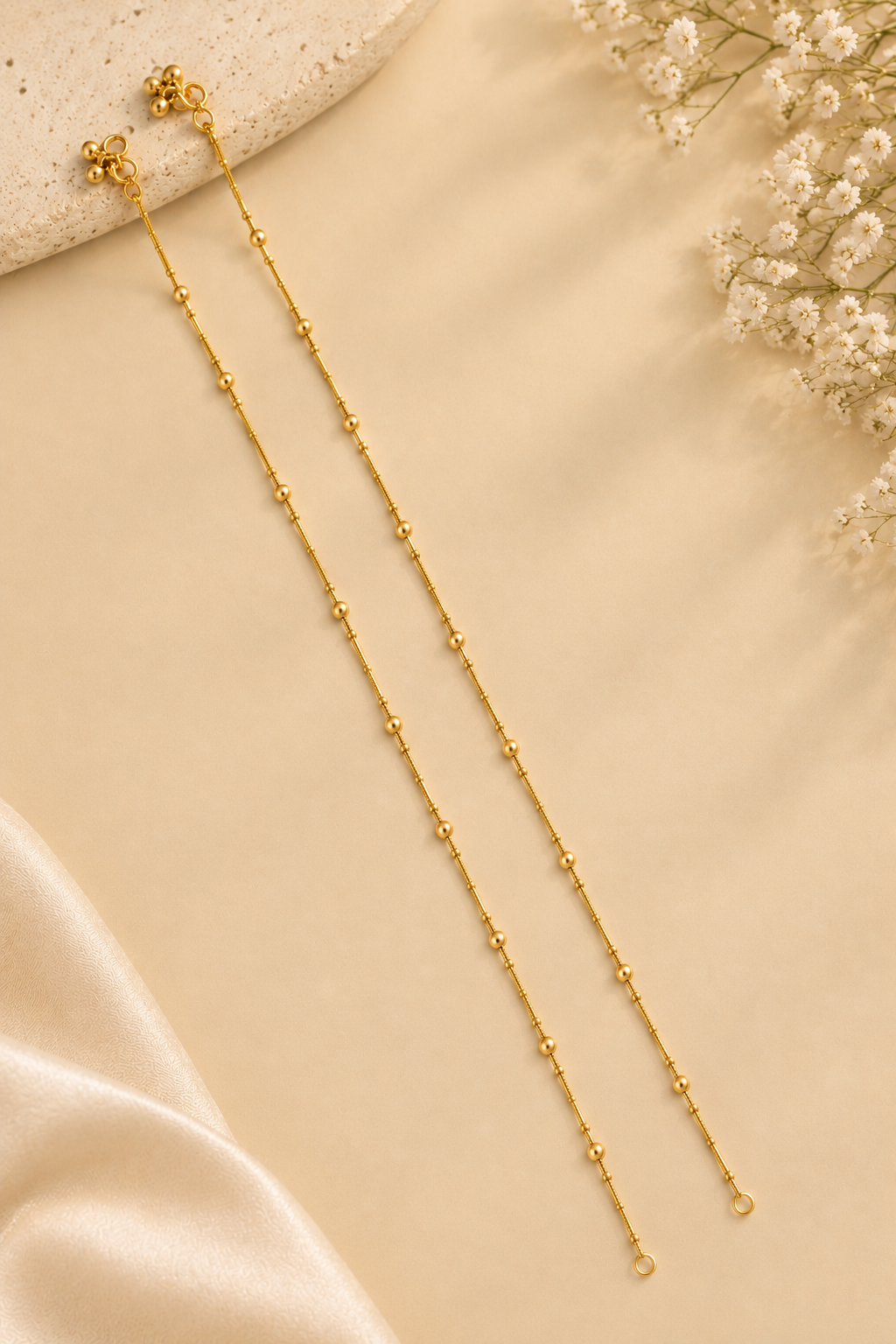 Gold Beaded Chain Anklet