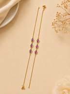 18K Gold Dipped Ruby & Emerald Anklet