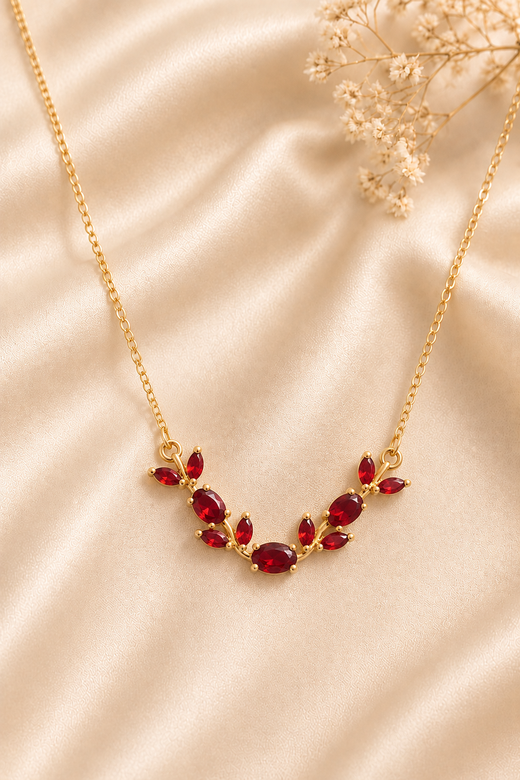 Ruby Leaf Necklace