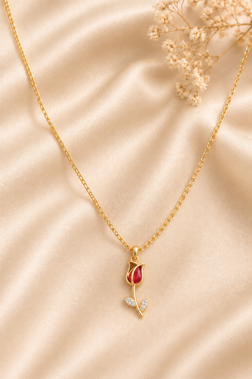 Rose Bloom Pendant Necklace