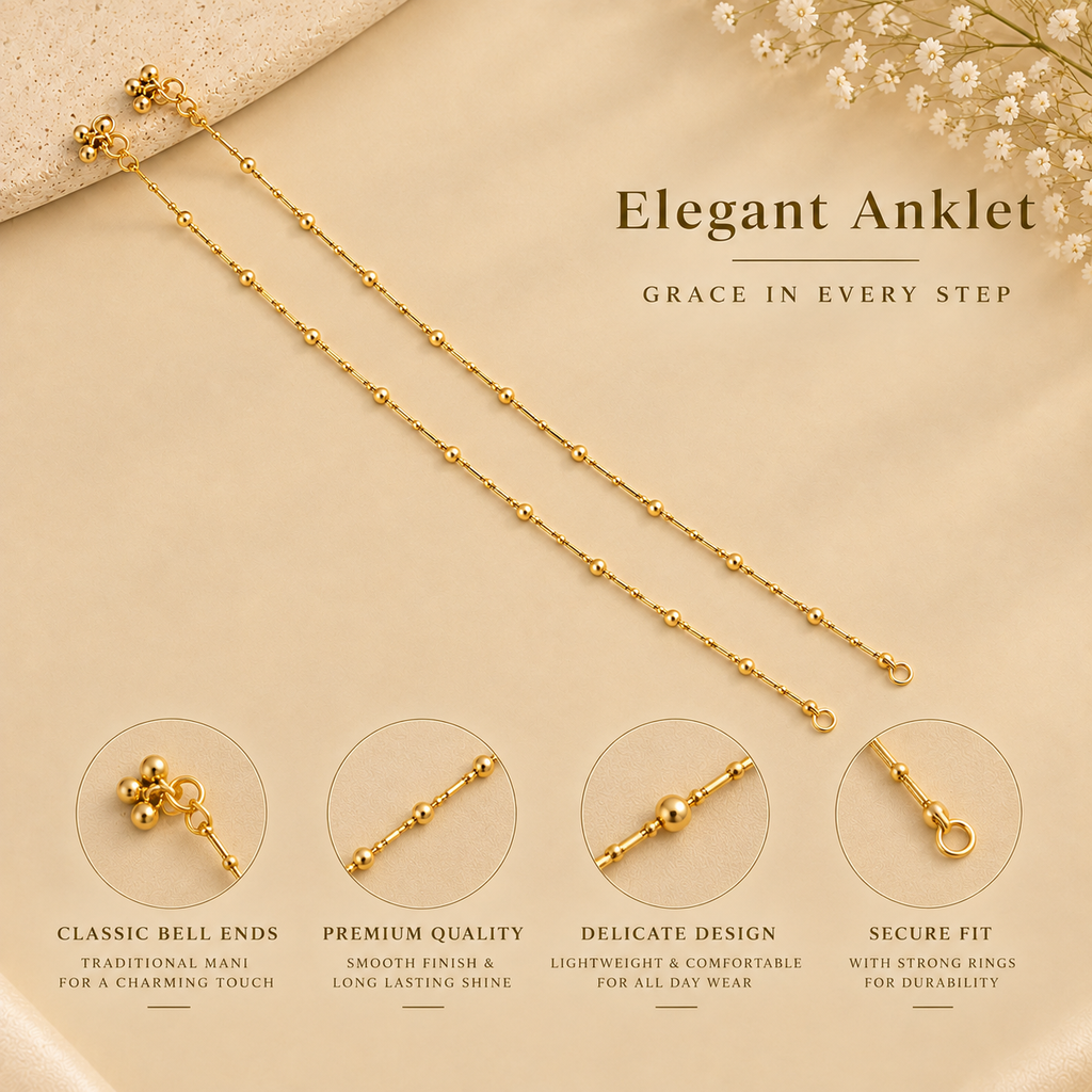Gold Beaded Chain Anklet