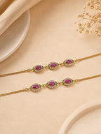18K Gold Dipped Ruby & Emerald Anklet
