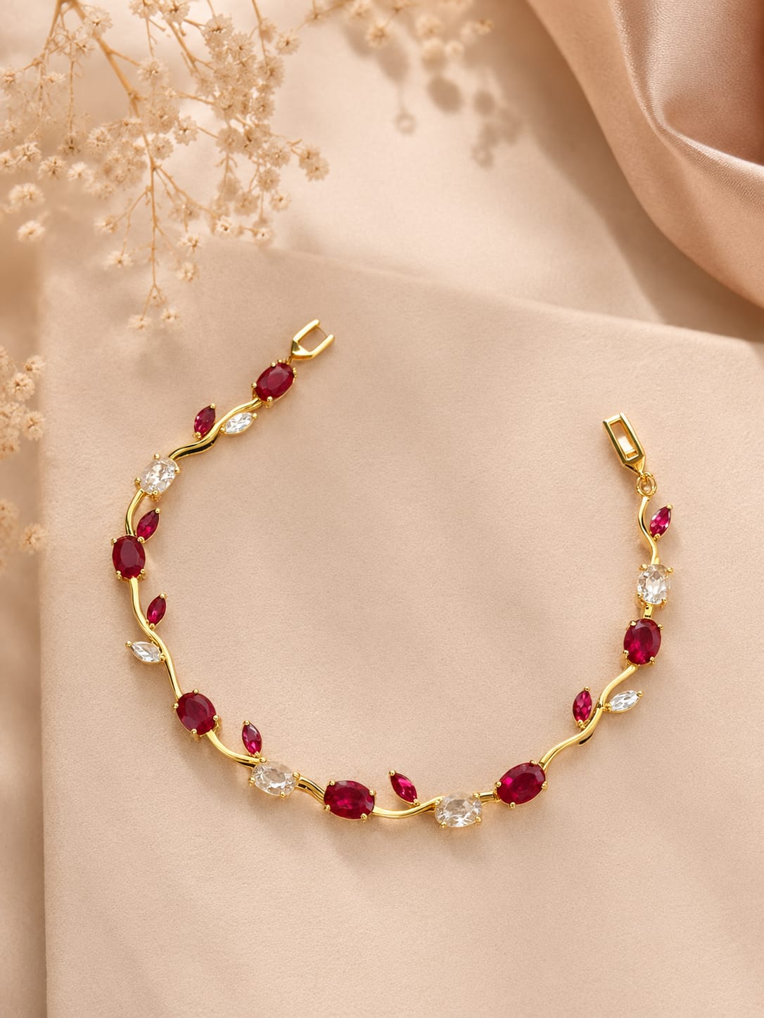 Ruby Tulip Anti-Tarnish Bracelet