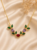 Emerald with Lilac Ruby Floral Necklace