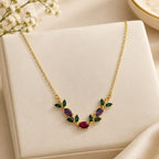 Emerald with Lilac Ruby Floral Necklace