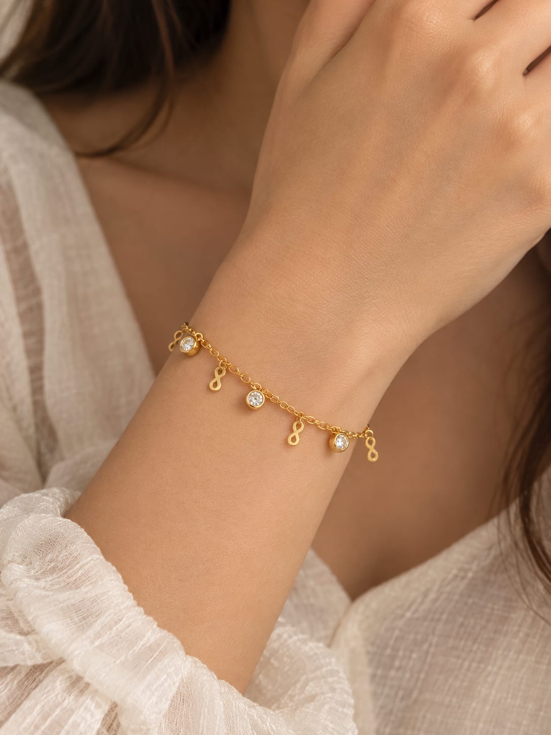 Infinity Sparkle Charm Bracelet