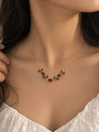 Ruby Leaf Statement Necklace