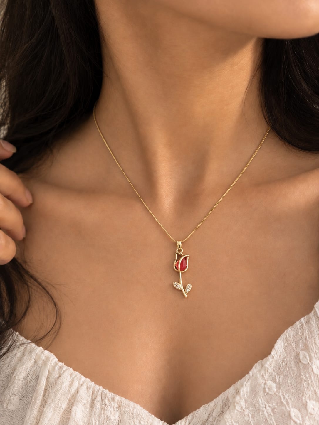 Rose Bloom Pendant Necklace