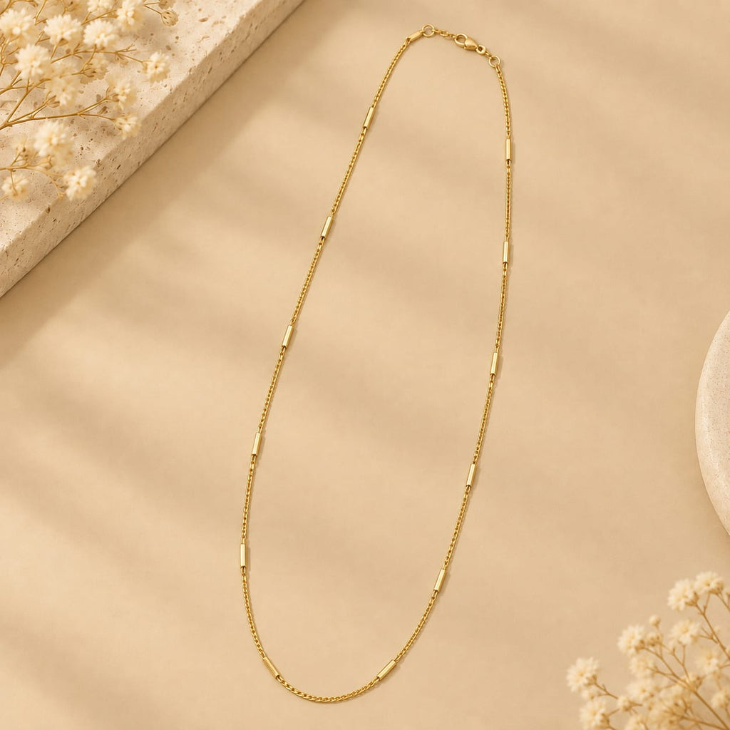 18K Gold Plated Minimal Bar Chain – 24 Inches