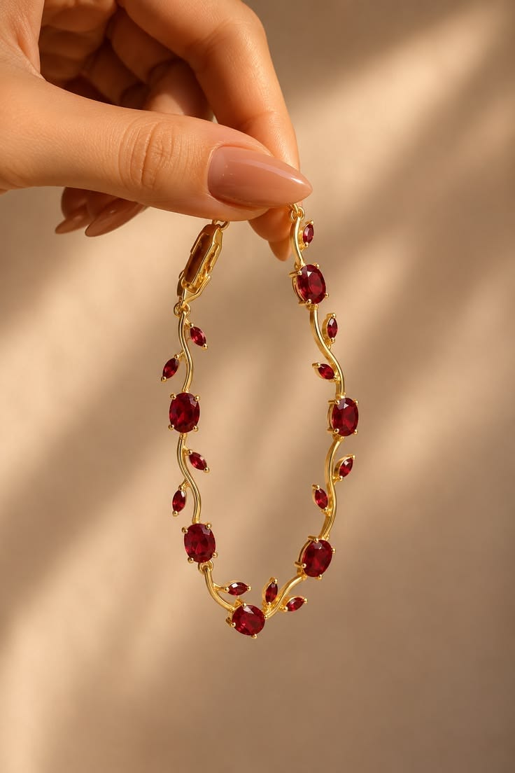 Ruby Vine Tulip Anti-Tarnish Bracelet